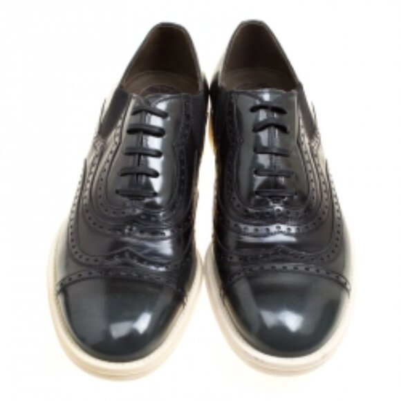 Dolce and Gabbana Black Brogue Leather Milano Oxfords, Size 10 main image 11